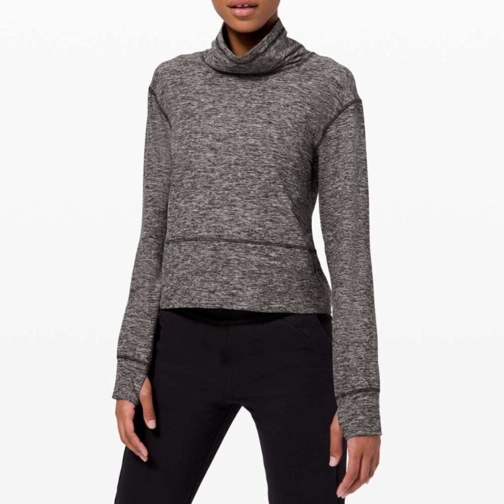 Lululemon Ready to Rulu Fleece Pullover Heathered Black Size 2 Athleisure Lounge
